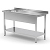 INOXI Table with sink and undershelf - sink on left side | 1000x600 mm
