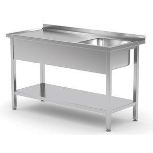 INOXI Stół ze zlewem i półką - komora po prawej stronie | 800x700 mm
