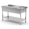 INOXI Table with sink and undershelf- sink on right side | 1200x600 mm
