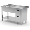 INOXI Table with sink, undershelf and two drawers - sink on left side | 1700x600 mm INOXI Table with sink, undershelf and two drawers - sink on left side | 1700x600 mm