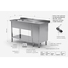 INOXI Table with sink, undershelf and cabinet with hinged door - sink on left side | 1200x700 mm INOXI Table with sink, undershelf and cabinet with hinged door - sink on left side | 1200x700 mm