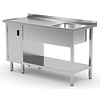INOXI Table with sink, undershelf and cabinet with hinged door - sink on right side | 1900x700 mm INOXI Table with sink, undershelf and cabinet with hinged door - sink on right side | 1900x700 mm