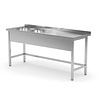 INOXI Reinforced table with two sinks without shelf - sink on left side | 1700x700 mm