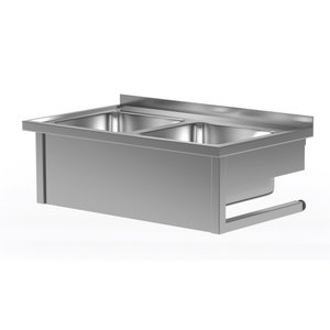 INOXI Stół wiszący z dwoma zlewami | 1000x600 mm