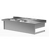 INOXI Wall mounted table with two sinks - sinks on left side | 1200x700 mm