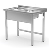 INOXI Stół z dwoma małymi zlewami bez półki | 800x600 mm