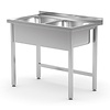 INOXI Stół z dwoma zlewami bez półki | 1000x700 mm