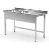 INOXI Table with two sinks without shelf - sinks on left side | 1300x600 mm
