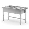 INOXI Table with two sinks without shelf - sinks on right side | 1600x600 mm