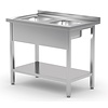 INOXI Table with two small sinks and undershelf | 800x600 mm INOXI Table with two small sinks and undershelf | 800x600 mm