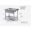 INOXI Table with two small sinks and undershelf | 800x600 mm INOXI Table with two small sinks and undershelf | 800x600 mm
