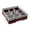 AmerBox OUTLET - Kosz do zmywarki na szkło 9 przegród / 500 x 500 x 110 mm, brązowy