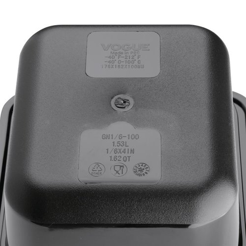 Vogue OUTLET - Pojemnik GN 1/6 100 mm z poliwęglanu, czarny Vogue OUTLET - Pojemnik GN 1/6 100 mm z poliwęglanu, czarny