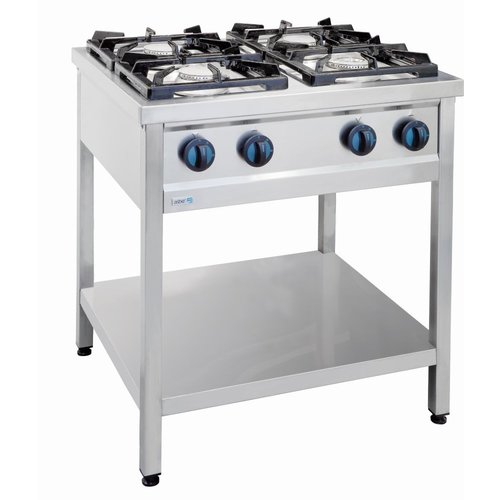 Asber Gas Cooker with 4 Burners on an Open Base, 25 kW Asber Gas Cooker with 4 Burners on an Open Base, 25 kW