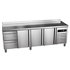 Asber Tripple Door Refrigerated Table with Splashback and 2 Drawers 270 L, from -2 °C to 8 °C, Side-Mounted Compressor