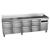 Asber Refrigerated Table with Splashback with 8 Drawers 213 L, from -2 °C to 8 °C, Side-Mounted Compressor