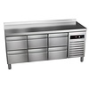 Asber Refrigerated Table with Splashback with 6 Drawers 191 L, from -2 °C to 8 °C, Side-Mounted Compressor