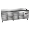 Asber Refrigerated Table with Splashback with 8 Drawers 259 L, from -2 °C to 8 °C, Side-Mounted Compressor