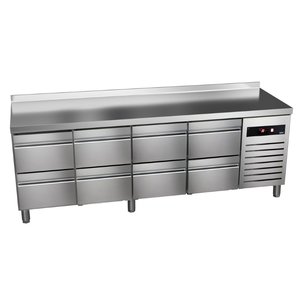 Asber Refrigerated Table with Splashback with 8 Drawers 259 L, from -2 °C to 8 °C, Side-Mounted Compressor Asber Refrigerated Table with Splashback with 8 Drawers 259 L, from -2 °C to 8 °C, Side-Mounted Compressor