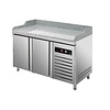 Asber Double Doors Pizza Prep Table, 372 L, Side-Mounted Compressor, Left and Right Doors Asber Double Doors Pizza Prep Table, 372 L, Side-Mounted Compressor, Left and Right Doors