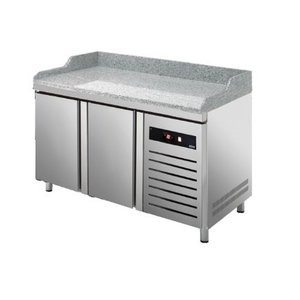 Asber Double Doors Pizza Prep Table, 372 L, Side-Mounted Compressor, Left and Right Doors Asber Double Doors Pizza Prep Table, 372 L, Side-Mounted Compressor, Left and Right Doors