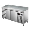 Asber Double Doors Pizza Prep Table with 7 drawers, 372 L, Side-Mounted Compressor