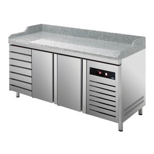 Asber Double Doors Pizza Prep Table with 7 drawers, 372 L, Side-Mounted Compressor Asber Double Doors Pizza Prep Table with 7 drawers, 372 L, Side-Mounted Compressor