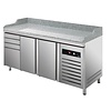Asber Double Doors Pizza Prep Table with 4 drawers, 372 L, Side-Mounted Compressor