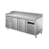Asber Double Doors Pizza Prep Table with 4 drawers, 372 L, Side-Mounted Compressor, Left and Right Doors Asber Double Doors Pizza Prep Table with 4 drawers, 372 L, Side-Mounted Compressor, Left and Right Doors