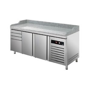 Asber Double Doors Pizza Prep Table with 4 drawers, 372 L, Side-Mounted Compressor, Left and Right Doors Asber Double Doors Pizza Prep Table with 4 drawers, 372 L, Side-Mounted Compressor, Left and Right Doors