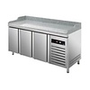 Asber Tripple Doors Pizza Prep Table, 588 L, Side-Mounted Compressor, 2x Left and 1x Right Doors