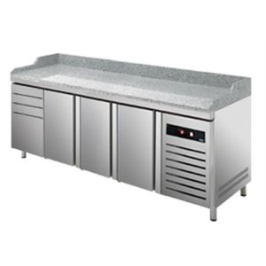 Asber Tripple Doors Pizza Prep Table with 4 drawers, 588 L, Side-Mounted Compressor Asber Tripple Doors Pizza Prep Table with 4 drawers, 588 L, Side-Mounted Compressor