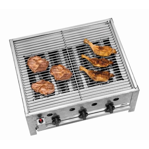 Bartscher Countertop Gas Grill 600 x 475 mm, Galvanized, 3 Heating Zones, 10 kW