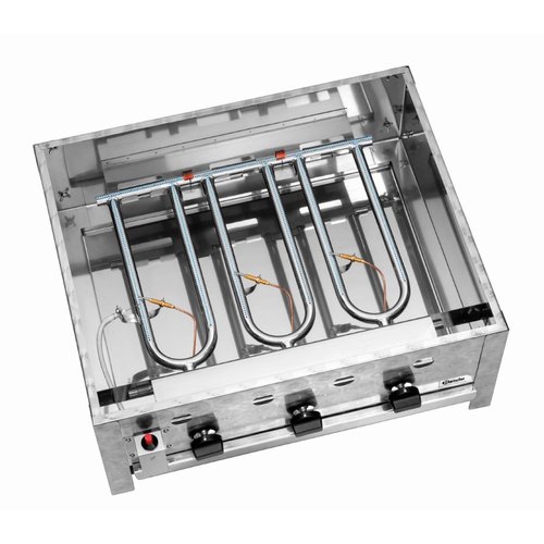 Bartscher Countertop Gas Grill 600 x 475 mm, Galvanized, 3 Heating Zones, 10 kW
