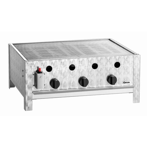 Bartscher Countertop Gas Grill 600 x 475 mm, Galvanized, 3 Heating Zones, 10 kW