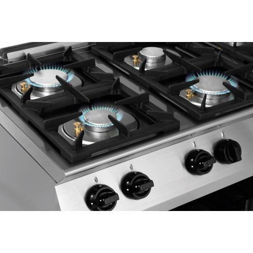 Bartscher Gas Cooker with 4 Burners on an Open Base, 19 kW