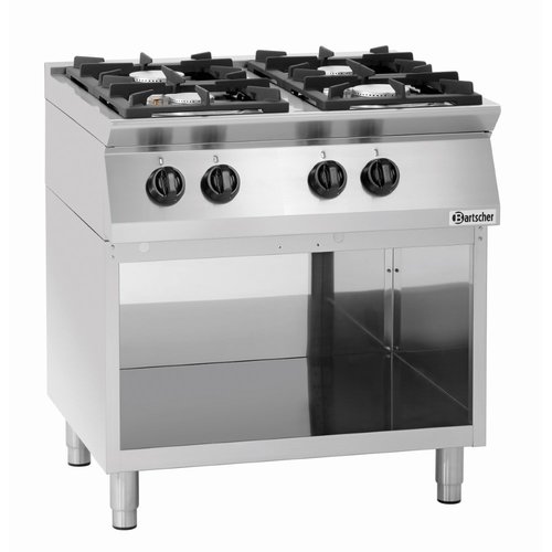 Bartscher Gas Cooker with 4 Burners on an Open Base, 19 kW