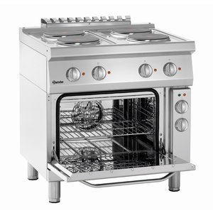 Bartscher Electric Cooker with 4 Round Hotplates and Electric Oven GN 1/1, 58 L, 14,05 kW