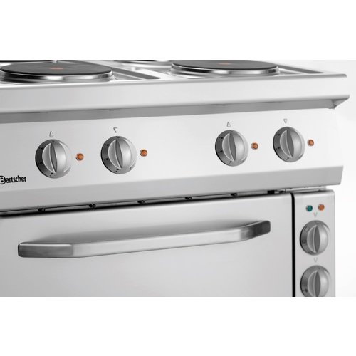 Bartscher Electric Cooker with 4 Round Hotplates and Electric Oven GN 1/1, 58 L, 14,05 kW Bartscher Electric Cooker with 4 Round Hotplates and Electric Oven GN 1/1, 58 L, 14,05 kW
