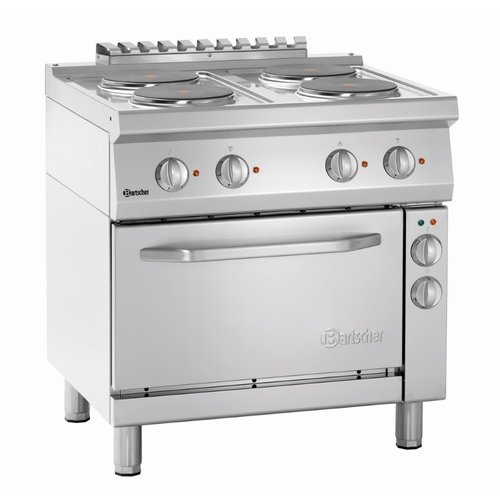 Bartscher Electric Cooker with 4 Round Hotplates and Electric Oven GN 1/1, 58 L, 14,05 kW Bartscher Electric Cooker with 4 Round Hotplates and Electric Oven GN 1/1, 58 L, 14,05 kW