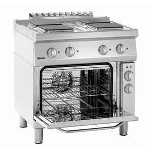 Bartscher Electric Cooker with 4 Square Hotplates and Electric Oven GN 1/1, 58 L, 14,05 kW