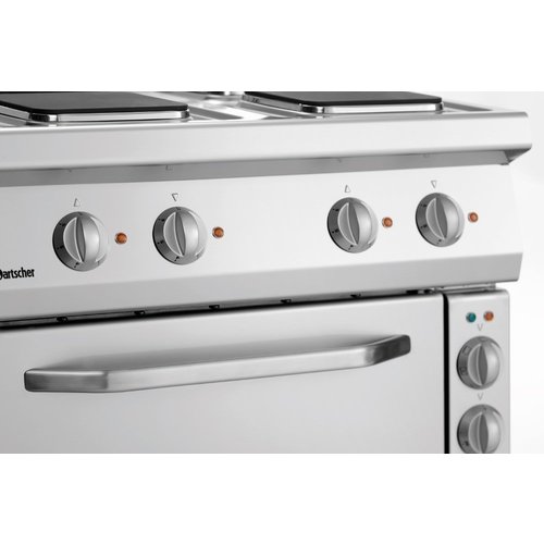 Bartscher Electric Cooker with 4 Square Hotplates and Electric Oven GN 1/1, 58 L, 14,05 kW Bartscher Electric Cooker with 4 Square Hotplates and Electric Oven GN 1/1, 58 L, 14,05 kW