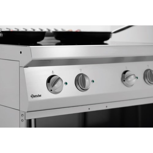 Bartscher Induction Cooker with 4 Hot Zones, Open Cupboard and 6-Step Adjustment, 20 kW Bartscher Induction Cooker with 4 Hot Zones, Open Cupboard and 6-Step Adjustment, 20 kW