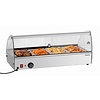 Bartscher Countertop Heating Display 4 x 1/3 GN, 46 L, 0,50 kW, from 30 to 90 °C, with Bent Glass, Silver