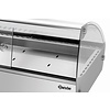 Bartscher Countertop Heating Display 4 x 1/3 GN, 46 L, 0,50 kW, from 30 to 90 °C, with Bent Glass, Silver