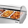 Bartscher Countertop Heating Display 6 x 1/3 GN, 68 L, 0,80 kW, from 30 to 90 °C, with Bent Glass, Silver