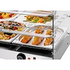 Bartscher Countertop Heating Display 45 L, 2-Level, 0,80 kW, from 30 to 90 °C, with Bent Glass, Silver