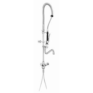 Bartscher Single Hole Two Handle Deck Mounted Pre-Rinse Faucet with Spout, Height 1430 mm