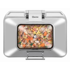 Bartscher Chafing Dish with a Glass Hinged Cover 8,5 L GN 1/1 Bartscher Chafing Dish with a Glass Hinged Cover 8,5 L GN 1/1