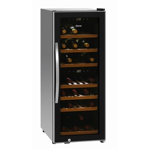 Bartscher 1-Door Wine Cooler 113 L, 38 Bottles, from 5 °C to 22 °C, Hinged Door, Black Bartscher 1-Door Wine Cooler 113 L, 38 Bottles, from 5 °C to 22 °C, Hinged Door, Black